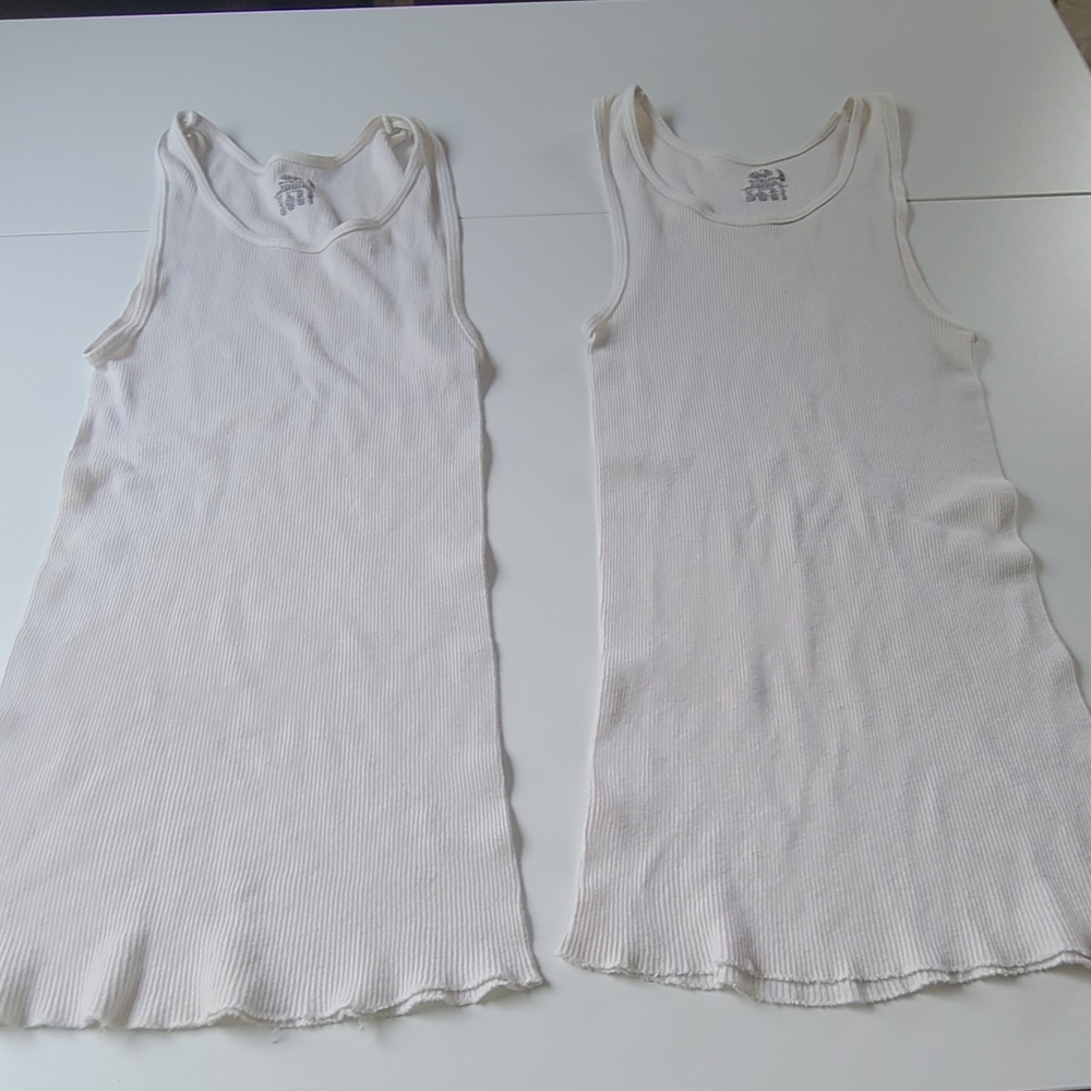 Fruit Of The Loom Double RL White Ribbed Tank 2 Pack
